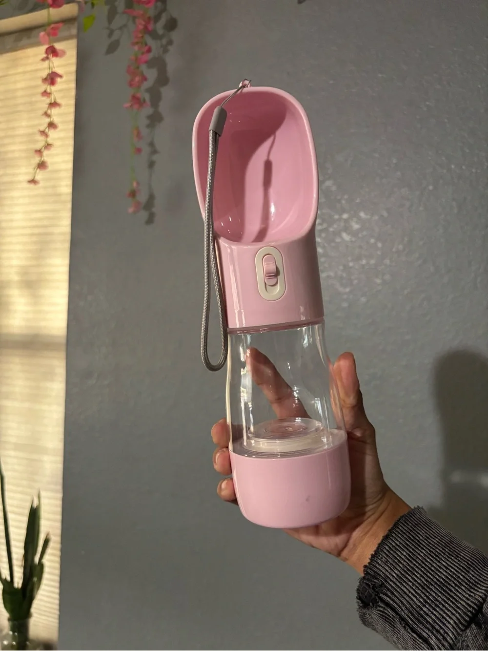 Portable Pink Pet Water Bottle - Travel Dispenser